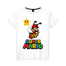 Женская футболка хлопок с принтом Bee Mario в Екатеринбурге, 100% хлопок | прямой крой, круглый вырез горловины, длина до линии бедер, слегка спущенное плечо | nintendo | марио | нинтендо