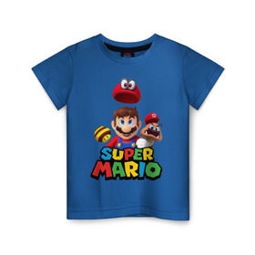 Детская футболка хлопок с принтом Super Mario в Екатеринбурге, 100% хлопок | круглый вырез горловины, полуприлегающий силуэт, длина до линии бедер | nintendo | марио | нинтендо