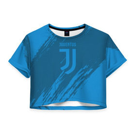 Женская футболка 3D укороченная с принтом Juventus 2018 Original в Екатеринбурге, 100% полиэстер | круглая горловина, длина футболки до линии талии, рукава с отворотами | 