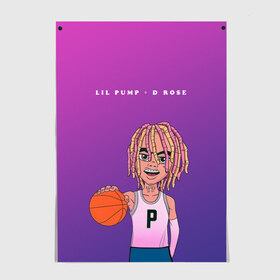 Постер с принтом Lil Pump D Rose в Екатеринбурге, 100% бумага
 | бумага, плотность 150 мг. Матовая, но за счет высокого коэффициента гладкости имеет небольшой блеск и дает на свету блики, но в отличии от глянцевой бумаги не покрыта лаком | Тематика изображения на принте: hip hop | hiphop | lil pump | mc | rap | газзи гарсия | зачитал | клауд | клауд рэп | лил памп | лили | мс | памп | реп | репер | речитатив | рэп | рэпер | трэп | хип | хип хоп | хипхоп | хоп