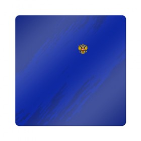 Магнит виниловый Квадрат с принтом RUSSIA SPORT в Екатеринбурге, полимерный материал с магнитным слоем | размер 9*9 см, закругленные углы | russia | белый | болельщик | герб | двуглавый орел | корона | красный | лошадь | модные | надписи | орел | патриот | россия | синий | спорт | спортивные | триколор | униформа | фанат | цвет