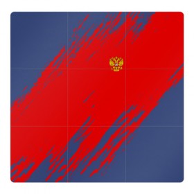 Магнитный плакат 3Х3 с принтом RUSSIA SPORT в Екатеринбурге, Полимерный материал с магнитным слоем | 9 деталей размером 9*9 см | russia | белый | болельщик | герб | двуглавый орел | корона | красный | лошадь | модные | надписи | орел | патриот | россия | синий | спорт | спортивные | триколор | униформа | фанат | цвет
