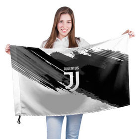 Флаг 3D с принтом JUVENTUS SPORT STYLE в Екатеринбурге, 100% полиэстер | плотность ткани — 95 г/м2, размер — 67 х 109 см. Принт наносится с одной стороны | football | soccer | ювентус