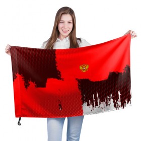 Флаг 3D с принтом RUSSIA SPORT RED в Екатеринбурге, 100% полиэстер | плотность ткани — 95 г/м2, размер — 67 х 109 см. Принт наносится с одной стороны | 