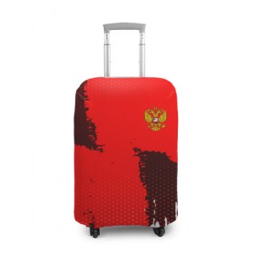 Чехол для чемодана 3D с принтом RUSSIA SPORT RED в Екатеринбурге, 86% полиэфир, 14% спандекс | двустороннее нанесение принта, прорези для ручек и колес | 