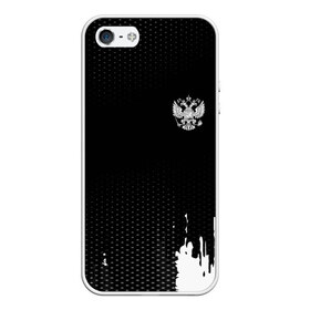 Чехол для iPhone 5/5S матовый с принтом Russia black collection в Екатеринбурге, Силикон | Область печати: задняя сторона чехла, без боковых панелей | abstraction | grunge | russia | sport | абстракция | герб | краска | русский | символика рф | спорт | спортивный | триколор | униформа | форма | я русский