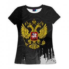 Женская футболка 3D с принтом RUSSIA COLLECTION BLACK 2018 в Екатеринбурге, 100% полиэфир ( синтетическое хлопкоподобное полотно) | прямой крой, круглый вырез горловины, длина до линии бедер | 