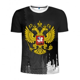 Мужская футболка 3D спортивная с принтом RUSSIA COLLECTION BLACK 2018 в Екатеринбурге, 100% полиэстер с улучшенными характеристиками | приталенный силуэт, круглая горловина, широкие плечи, сужается к линии бедра | Тематика изображения на принте: 