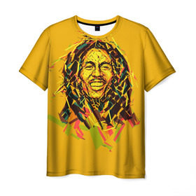 Мужская футболка 3D с принтом bob marley в Екатеринбурге, 100% полиэфир | прямой крой, круглый вырез горловины, длина до линии бедер | Тематика изображения на принте: гитарист | марли | музыкант | неста | регги | роберт