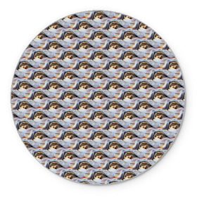 Коврик для мышки круглый с принтом Ежики в Екатеринбурге, резина и полиэстер | круглая форма, изображение наносится на всю лицевую часть | еж | ежик | колючий | паттерн