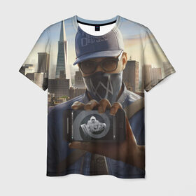 Мужская футболка 3D с принтом Watch Dogs в Екатеринбурге, 100% полиэфир | прямой крой, круглый вырез горловины, длина до линии бедер | 3d | aiden | pearce | графика | девушки | игры | кепка | мужчины | пистолеты