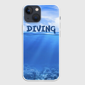 Чехол для iPhone 13 mini с принтом Дайвинг в Екатеринбурге,  |  | coral reef | diver | diving | underwater | вода | водолаз | волна | дайвер | коралловые рифы | море | ныряние | океан | подводный мир