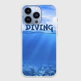 Чехол для iPhone 13 Pro с принтом Дайвинг в Екатеринбурге,  |  | coral reef | diver | diving | underwater | вода | водолаз | волна | дайвер | коралловые рифы | море | ныряние | океан | подводный мир