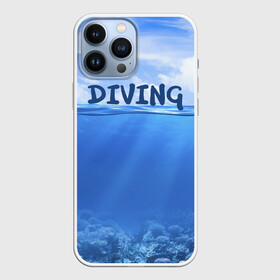 Чехол для iPhone 13 Pro Max с принтом Дайвинг в Екатеринбурге,  |  | coral reef | diver | diving | underwater | вода | водолаз | волна | дайвер | коралловые рифы | море | ныряние | океан | подводный мир