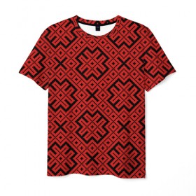 Мужская футболка 3D с принтом Обережная Вышивка в Екатеринбурге, 100% полиэфир | прямой крой, круглый вырез горловины, длина до линии бедер | 