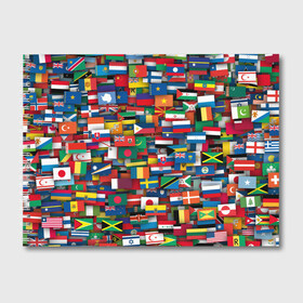Альбом для рисования с принтом Флаги всех стран в Екатеринбурге, 100% бумага
 | матовая бумага, плотность 200 мг. | интернационал | мир | паттерн | флаг