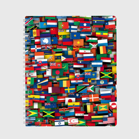 Тетрадь с принтом Флаги всех стран в Екатеринбурге, 100% бумага | 48 листов, плотность листов — 60 г/м2, плотность картонной обложки — 250 г/м2. Листы скреплены сбоку удобной пружинной спиралью. Уголки страниц и обложки скругленные. Цвет линий — светло-серый
 | интернационал | мир | паттерн | флаг