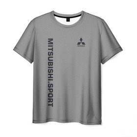 Мужская футболка 3D с принтом MITSUBISHI SPORT в Екатеринбурге, 100% полиэфир | прямой крой, круглый вырез горловины, длина до линии бедер | Тематика изображения на принте:  машина | марка | митсубиси