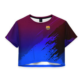 Женская футболка 3D укороченная с принтом FC Barcelona SPORT в Екатеринбурге, 100% полиэстер | круглая горловина, длина футболки до линии талии, рукава с отворотами | football | soccer | разноцветный