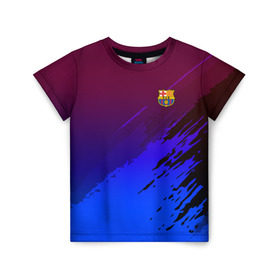 Детская футболка 3D с принтом FC Barcelona SPORT в Екатеринбурге, 100% гипоаллергенный полиэфир | прямой крой, круглый вырез горловины, длина до линии бедер, чуть спущенное плечо, ткань немного тянется | football | soccer | разноцветный