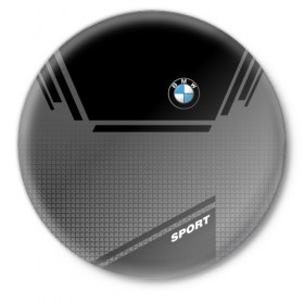 Значок с принтом BMW SPORT в Екатеринбурге,  металл | круглая форма, металлическая застежка в виде булавки | bmw | бмв | марка | машины