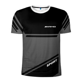 Мужская футболка 3D спортивная с принтом AMG SPORT в Екатеринбурге, 100% полиэстер с улучшенными характеристиками | приталенный силуэт, круглая горловина, широкие плечи, сужается к линии бедра | 