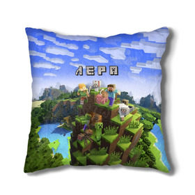 Подушка 3D с принтом Лера - Minecraft в Екатеринбурге, наволочка – 100% полиэстер, наполнитель – холлофайбер (легкий наполнитель, не вызывает аллергию). | состоит из подушки и наволочки. Наволочка на молнии, легко снимается для стирки | валерия | лера | лерка | майнкрафт