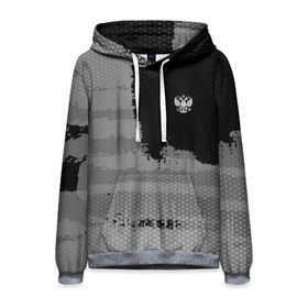 Мужская толстовка 3D с принтом Russia Sport collection Gray в Екатеринбурге, 100% полиэстер | двухслойный капюшон со шнурком для регулировки, мягкие манжеты на рукавах и по низу толстовки, спереди карман-кенгуру с мягким внутренним слоем. | abstraction | grunge | russia | sport | абстракция | герб | краска | русский | символика рф | спорт | спортивный | триколор | униформа | форма | я русский