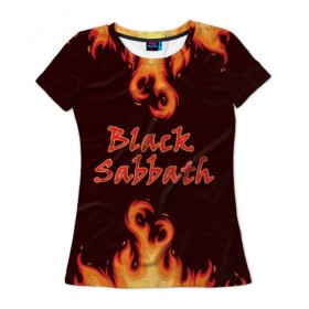 Женская футболка 3D с принтом Black Sabbath в Екатеринбурге, 100% полиэфир ( синтетическое хлопкоподобное полотно) | прямой крой, круглый вырез горловины, длина до линии бедер | rock | группы | дым | металл | музыка | огонь | пламя | рок | рокер | тяжелый