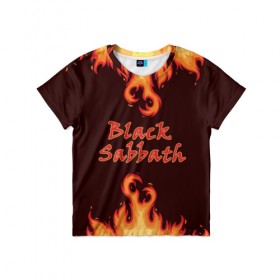 Детская футболка 3D с принтом Black Sabbath в Екатеринбурге, 100% гипоаллергенный полиэфир | прямой крой, круглый вырез горловины, длина до линии бедер, чуть спущенное плечо, ткань немного тянется | rock | группы | дым | металл | музыка | огонь | пламя | рок | рокер | тяжелый