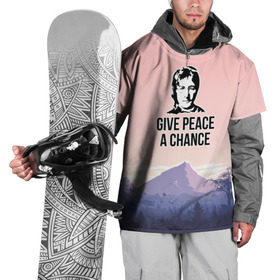 Накидка на куртку 3D с принтом Give Peace a Chance в Екатеринбурге, 100% полиэстер |  | битлз | горы | джон леннон | ленон | мир | песня | цитаты | шанс