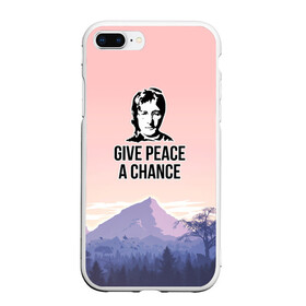 Чехол для iPhone 7Plus/8 Plus матовый с принтом Give Peace a Chance в Екатеринбурге, Силикон | Область печати: задняя сторона чехла, без боковых панелей | битлз | горы | джон леннон | ленон | мир | песня | цитаты | шанс