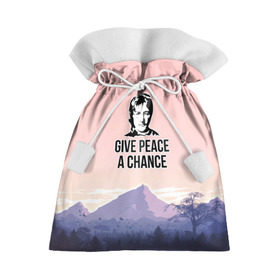 Подарочный 3D мешок с принтом Give Peace a Chance в Екатеринбурге, 100% полиэстер | Размер: 29*39 см | битлз | горы | джон леннон | ленон | мир | песня | цитаты | шанс