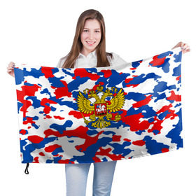Флаг 3D с принтом Russia Camouflage в Екатеринбурге, 100% полиэстер | плотность ткани — 95 г/м2, размер — 67 х 109 см. Принт наносится с одной стороны | 