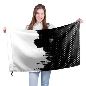 Флаг 3D с принтом Arsenal uniform black 2018 в Екатеринбурге, 100% полиэстер | плотность ткани — 95 г/м2, размер — 67 х 109 см. Принт наносится с одной стороны | football | soccer | арсенал