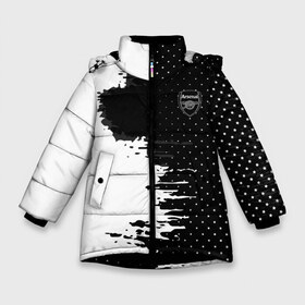 Зимняя куртка для девочек 3D с принтом Arsenal uniform black 2018 в Екатеринбурге, ткань верха — 100% полиэстер; подклад — 100% полиэстер, утеплитель — 100% полиэстер. | длина ниже бедра, удлиненная спинка, воротник стойка и отстегивающийся капюшон. Есть боковые карманы с листочкой на кнопках, утяжки по низу изделия и внутренний карман на молнии. 

Предусмотрены светоотражающий принт на спинке, радужный светоотражающий элемент на пуллере молнии и на резинке для утяжки. | football | soccer | арсенал