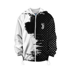 Детская куртка 3D с принтом Juventus uniform black 2018 в Екатеринбурге, 100% полиэстер | застежка — молния, подол и капюшон оформлены резинкой с фиксаторами, по бокам — два кармана без застежек, один потайной карман на груди, плотность верхнего слоя — 90 г/м2; плотность флисового подклада — 260 г/м2 | Тематика изображения на принте: football | soccer | ювентус