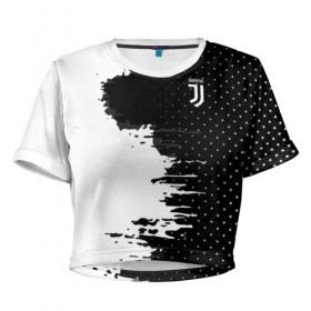 Женская футболка 3D укороченная с принтом Juventus uniform black 2018 в Екатеринбурге, 100% полиэстер | круглая горловина, длина футболки до линии талии, рукава с отворотами | football | soccer | ювентус