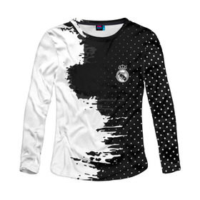 Женский лонгслив 3D с принтом Real Madrid uniform black 2018 в Екатеринбурге, 100% полиэстер | длинные рукава, круглый вырез горловины, полуприлегающий силуэт | football | soccer | реал мадрид