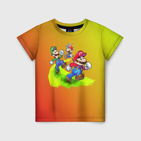 Детская футболка 3D с принтом Super Mario в Екатеринбурге, 100% гипоаллергенный полиэфир | прямой крой, круглый вырез горловины, длина до линии бедер, чуть спущенное плечо, ткань немного тянется | Тематика изображения на принте: nintendo | марио | нинтендо