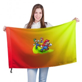 Флаг 3D с принтом Super Mario в Екатеринбурге, 100% полиэстер | плотность ткани — 95 г/м2, размер — 67 х 109 см. Принт наносится с одной стороны | nintendo | марио | нинтендо