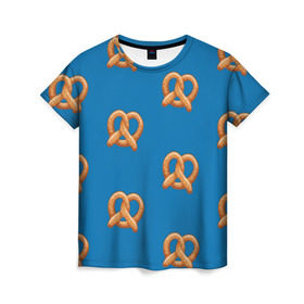 Женская футболка 3D с принтом Crazy Ex Крендельки в Екатеринбурге, 100% полиэфир ( синтетическое хлопкоподобное полотно) | прямой крой, круглый вырез горловины, длина до линии бедер | еда | крендельки | чокнутая бывшая