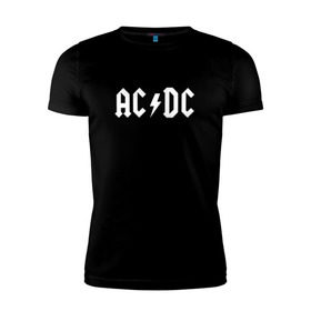 Мужская футболка премиум с принтом AC/DC в Екатеринбурге, 92% хлопок, 8% лайкра | приталенный силуэт, круглый вырез ворота, длина до линии бедра, короткий рукав | Тематика изображения на принте: ac dc | acdc | high voltage | ангус | металл | рок | фсвс | эй си ди си | эйсидиси | янг
