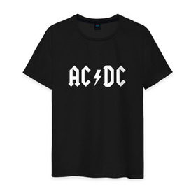 Мужская футболка хлопок с принтом AC/DC в Екатеринбурге, 100% хлопок | прямой крой, круглый вырез горловины, длина до линии бедер, слегка спущенное плечо. | Тематика изображения на принте: ac dc | acdc | high voltage | ангус | металл | рок | фсвс | эй си ди си | эйсидиси | янг