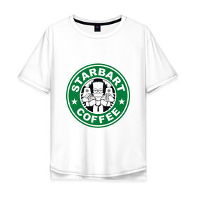 Мужская футболка хлопок Oversize с принтом Starbart в Екатеринбурге, 100% хлопок | свободный крой, круглый ворот, “спинка” длиннее передней части | bart | simpsons | барт | лого | старбакс