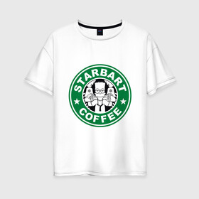 Женская футболка хлопок Oversize с принтом Starbart в Екатеринбурге, 100% хлопок | свободный крой, круглый ворот, спущенный рукав, длина до линии бедер
 | bart | simpsons | барт | лого | старбакс