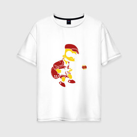 Женская футболка хлопок Oversize с принтом Bart AC DC в Екатеринбурге, 100% хлопок | свободный крой, круглый ворот, спущенный рукав, длина до линии бедер
 | acdc | music | rock | simpsons | барт | гитара | группа | исидиси | музыка | рок