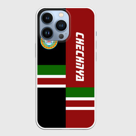 Чехол для iPhone 13 Pro с принтом CHECHNYA (Чечня) в Екатеринбурге,  |  | Тематика изображения на принте: chechnya | грозный | кавказ | кавказец | кадыров | республика | северный | флаг | чех | чечен | чеченец | чеченка | чеченская | чечня