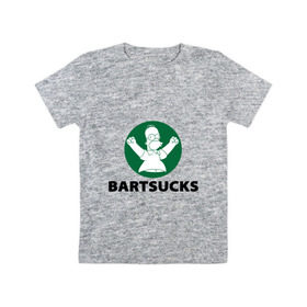 Детская футболка хлопок с принтом Bartsucks в Екатеринбурге, 100% хлопок | круглый вырез горловины, полуприлегающий силуэт, длина до линии бедер | bart | homer | simpsons | барт | гомер | старбакс