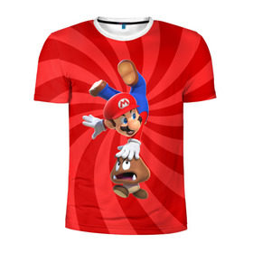 Мужская футболка 3D спортивная с принтом Super Mario в Екатеринбурге, 100% полиэстер с улучшенными характеристиками | приталенный силуэт, круглая горловина, широкие плечи, сужается к линии бедра | nintendo | марио | нинтендо